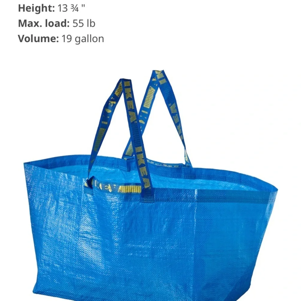 5 IKEA Blue Tote with Yellow Handles spring cleaning decluttering must have!
